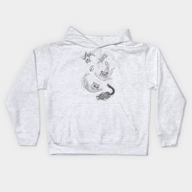 Space cats Black and white Kids Hoodie by ruta13art